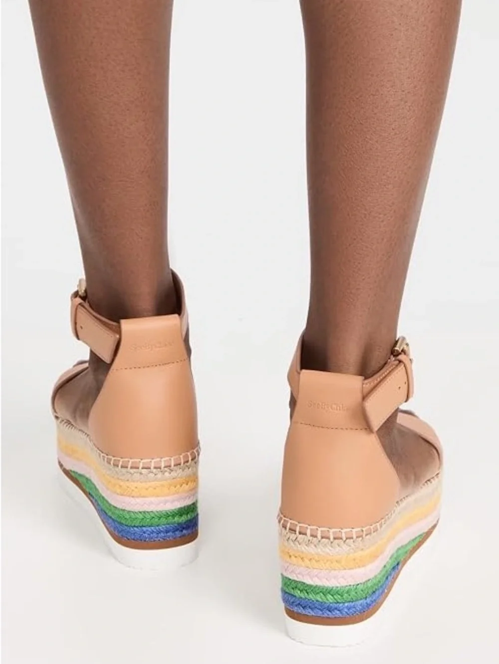See by Chloé Glyn Tan Leather Espadrille Platform Wedge Sandal EU 40 NEWw/BOX